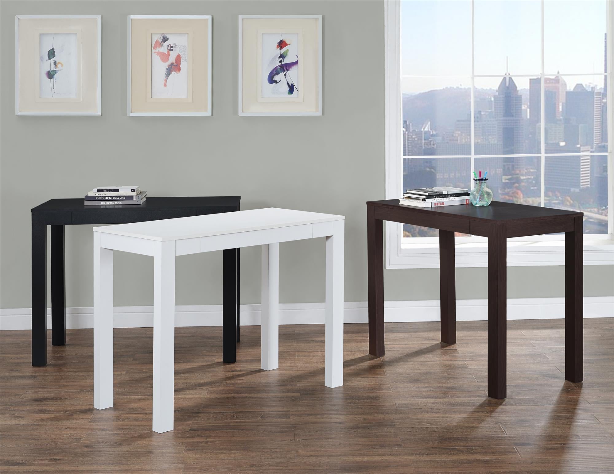 Ameriwood Home Parsons Computer Desk with Drawer - White
