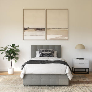 DHP Rose Upholstered Bed Frame with Storage - Grey Linen - Twin