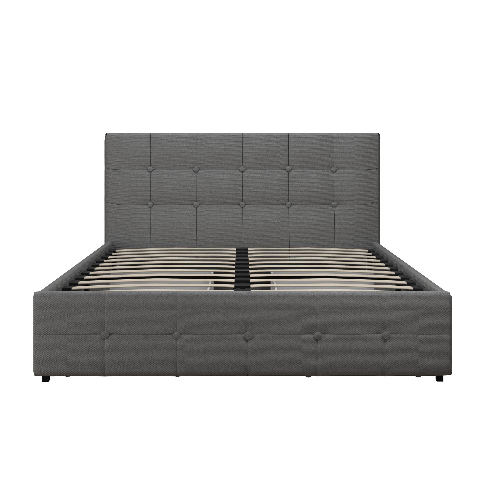 DHP Rose Upholstered Bed Frame with Storage - Grey Linen - Queen