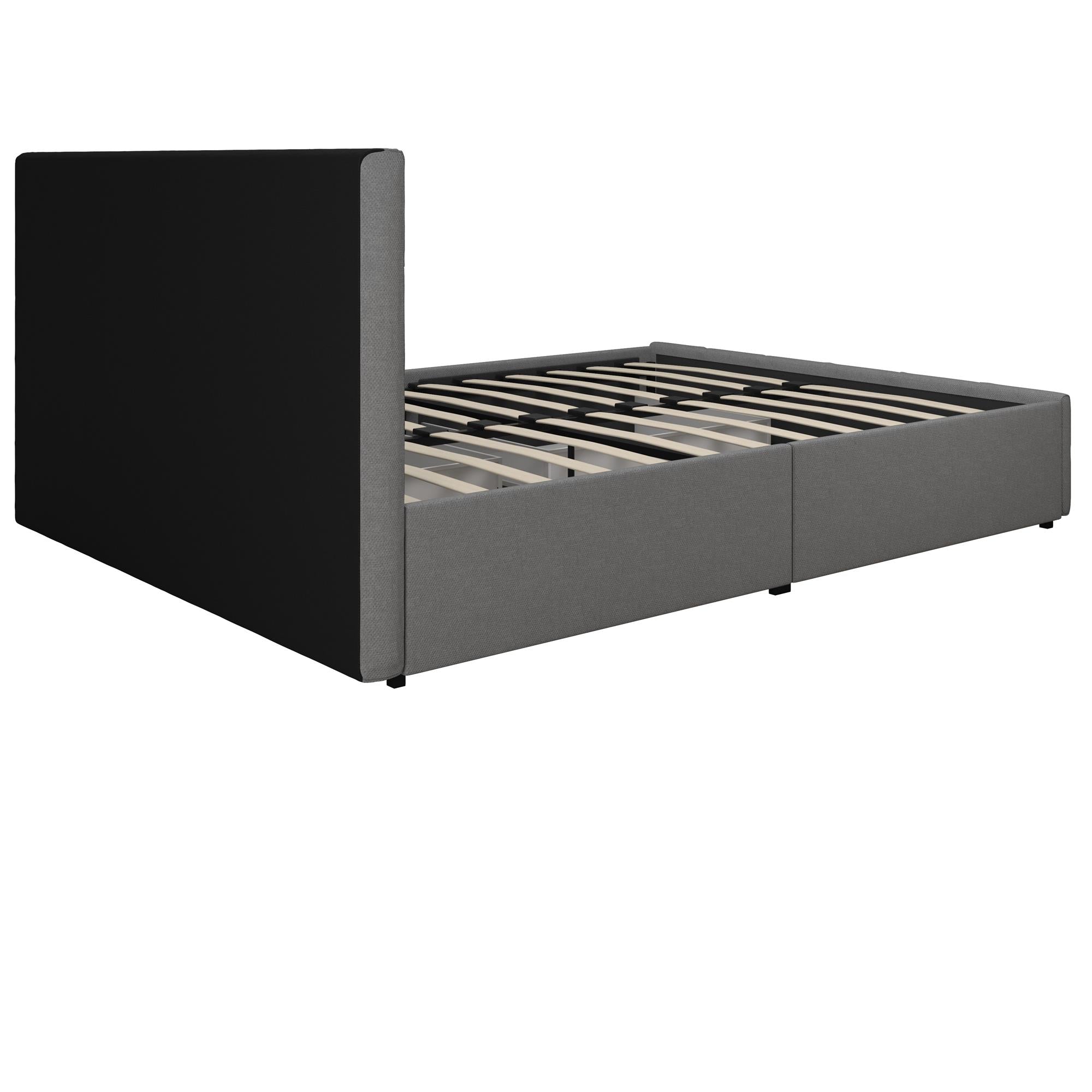 DHP Rose Upholstered Bed Frame with Storage - Grey Linen - Queen