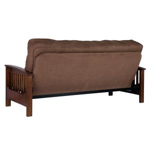 DHP Hudson Futon Set with Wood Arm Frame and Mattress - Brown