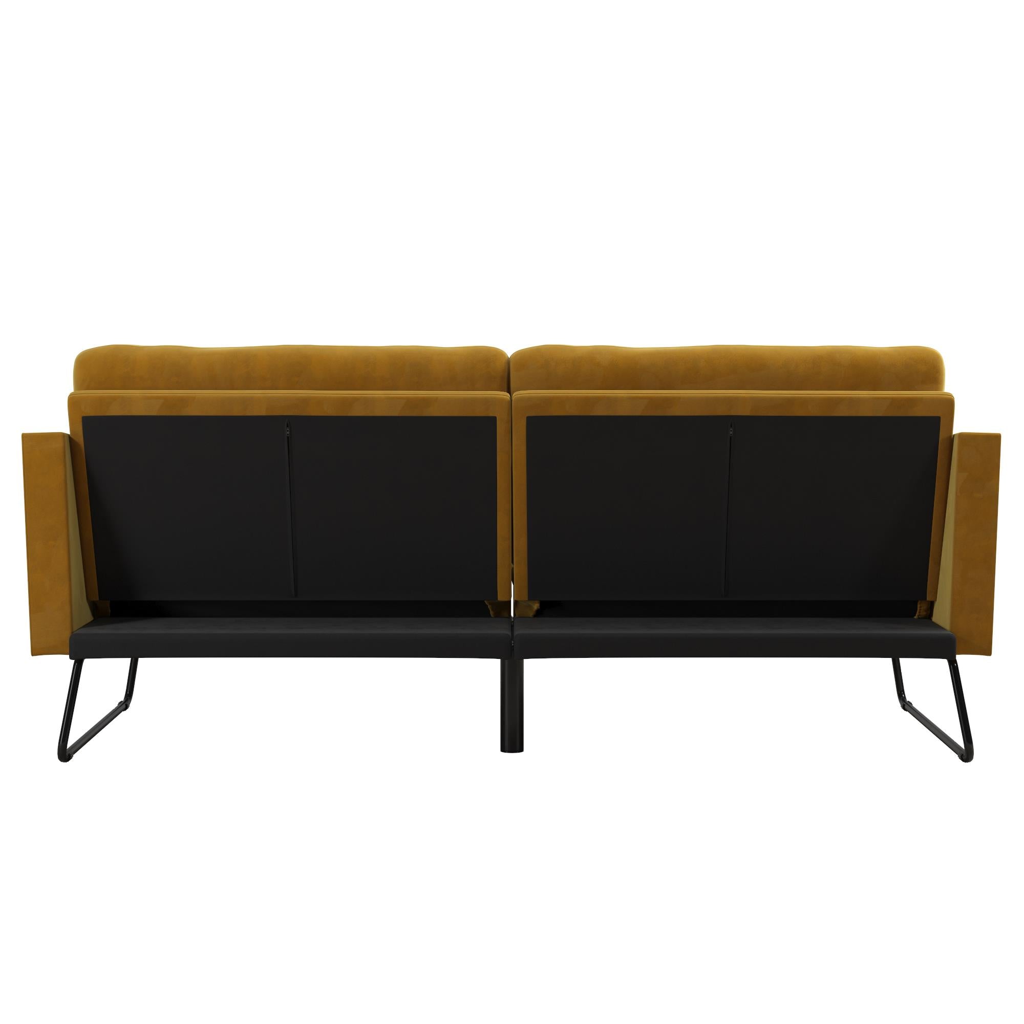 Mr. Kate Neely Futon with Bolster Pillows - Mustard