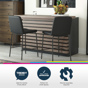 DHP Wynn 24" Counter Height Bar Stool - Black