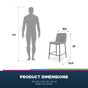 DHP Wynn 24" Counter Height Bar Stool - Gray