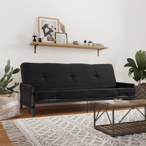 DHP Fairview Futon Set with Metal Frame and 6" Polyester Mattress - Black