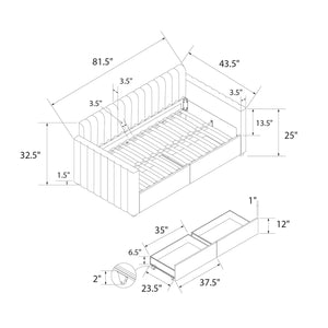 Novogratz Brittany Daybed with Storage Drawers - Gray - Twin