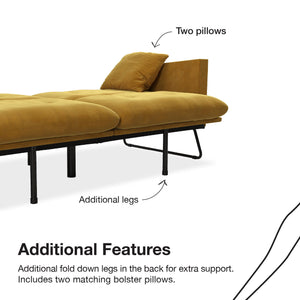 Mr. Kate Neely Futon with Bolster Pillows - Mustard
