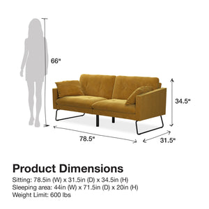 Mr. Kate Neely Futon with Bolster Pillows - Mustard