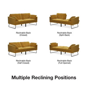 Mr. Kate Neely Futon with Bolster Pillows - Mustard