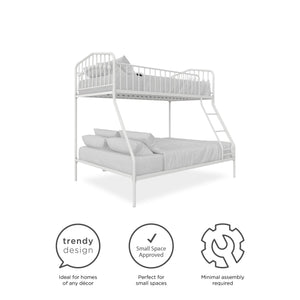 Novogratz Bushwick Metal Bunk Bed - White - Twin-Over-Full