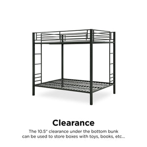 DHP Sidney Kids' Bunk Bed - Black - Full-Over-Full