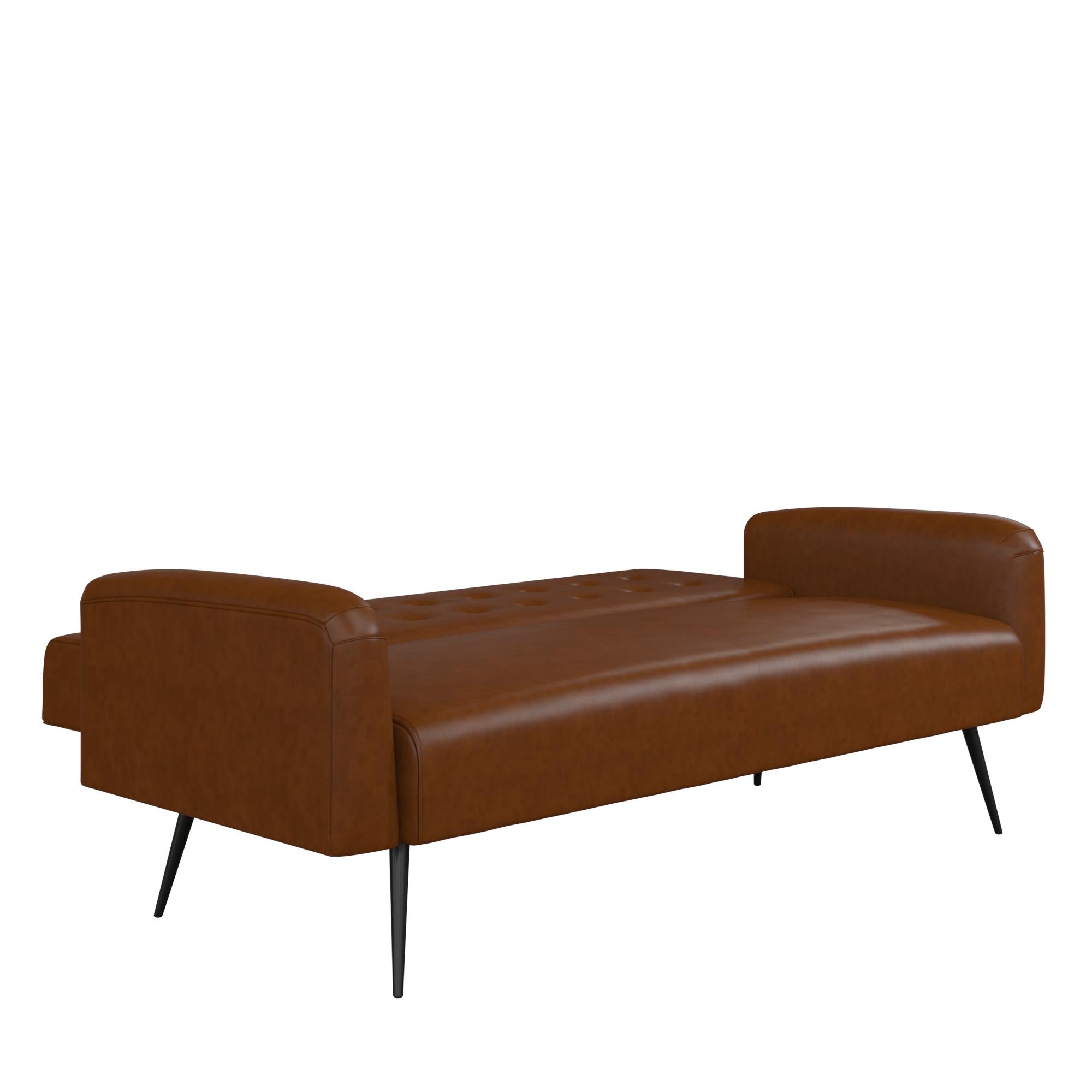 Novogratz Stevie Futon Sofa Bed - Camel Faux Leather