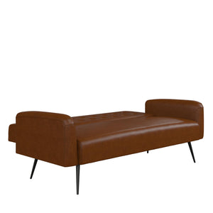 Novogratz Stevie Futon Sofa Bed - Camel Faux Leather