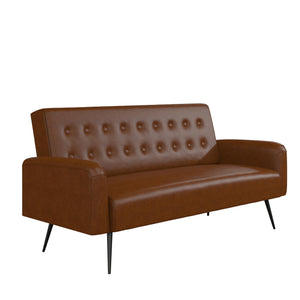 Novogratz Stevie Futon Sofa Bed - Camel Faux Leather