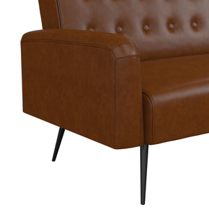 Novogratz Stevie Futon Sofa Bed - Camel Faux Leather