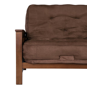 DHP Hudson Futon Set with Wood Arm Frame and Mattress - Brown