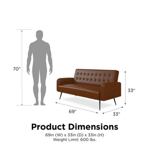 Novogratz Stevie Futon Sofa Bed - Camel Faux Leather