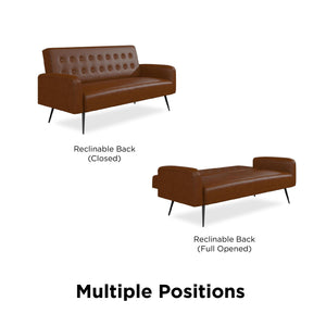 Novogratz Stevie Futon Sofa Bed - Camel Faux Leather