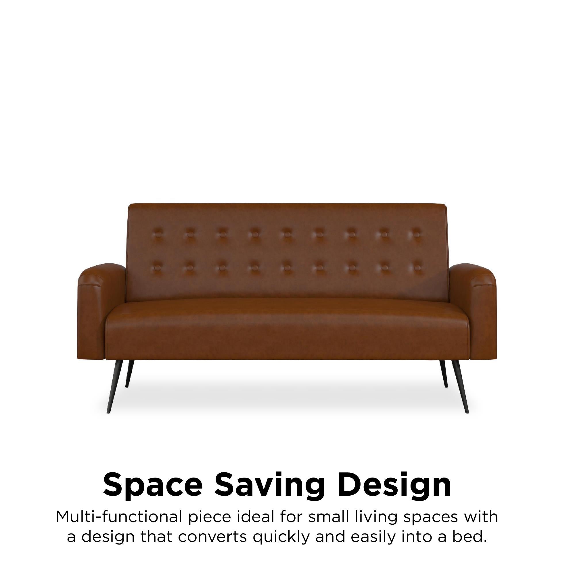 Novogratz Stevie Futon Sofa Bed - Camel Faux Leather