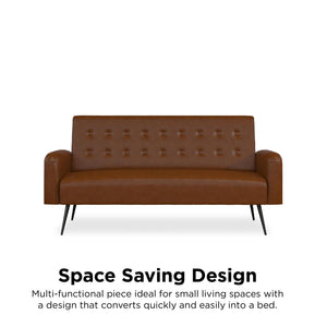 Novogratz Stevie Futon Sofa Bed - Camel Faux Leather