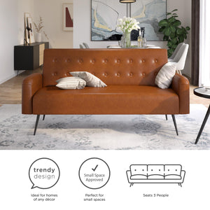 Novogratz Stevie Futon Sofa Bed - Camel Faux Leather