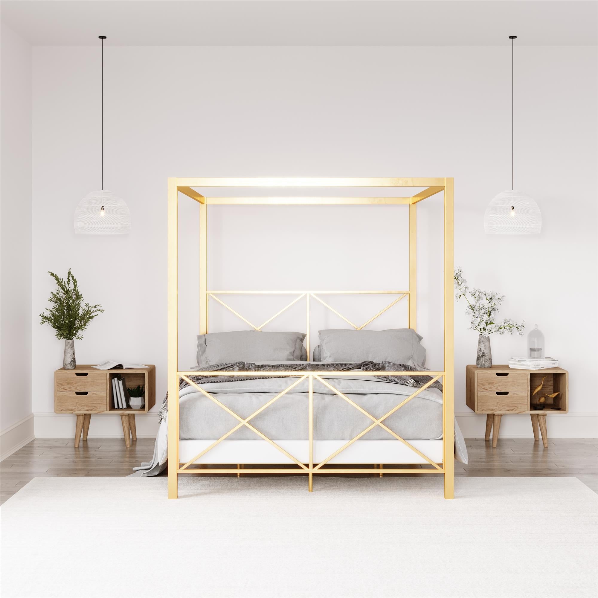 DHP Rosedale Metal Canopy Bed - Gold - Queen