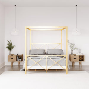 DHP Rosedale Metal Canopy Bed - Gold - Queen