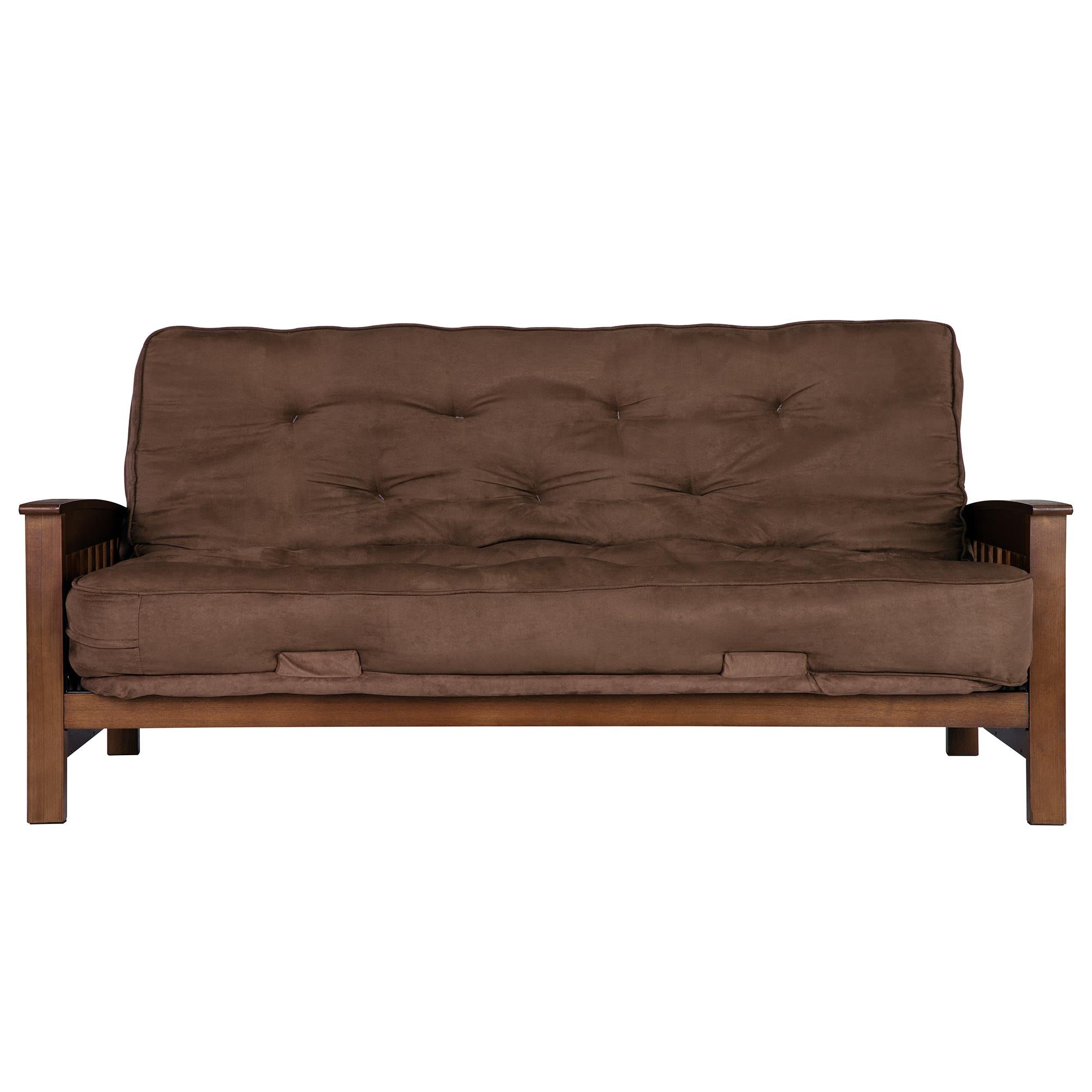 DHP Hudson Futon Set with Wood Arm Frame and Mattress - Brown