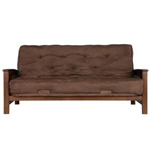 DHP Hudson Futon Set with Wood Arm Frame and Mattress - Brown