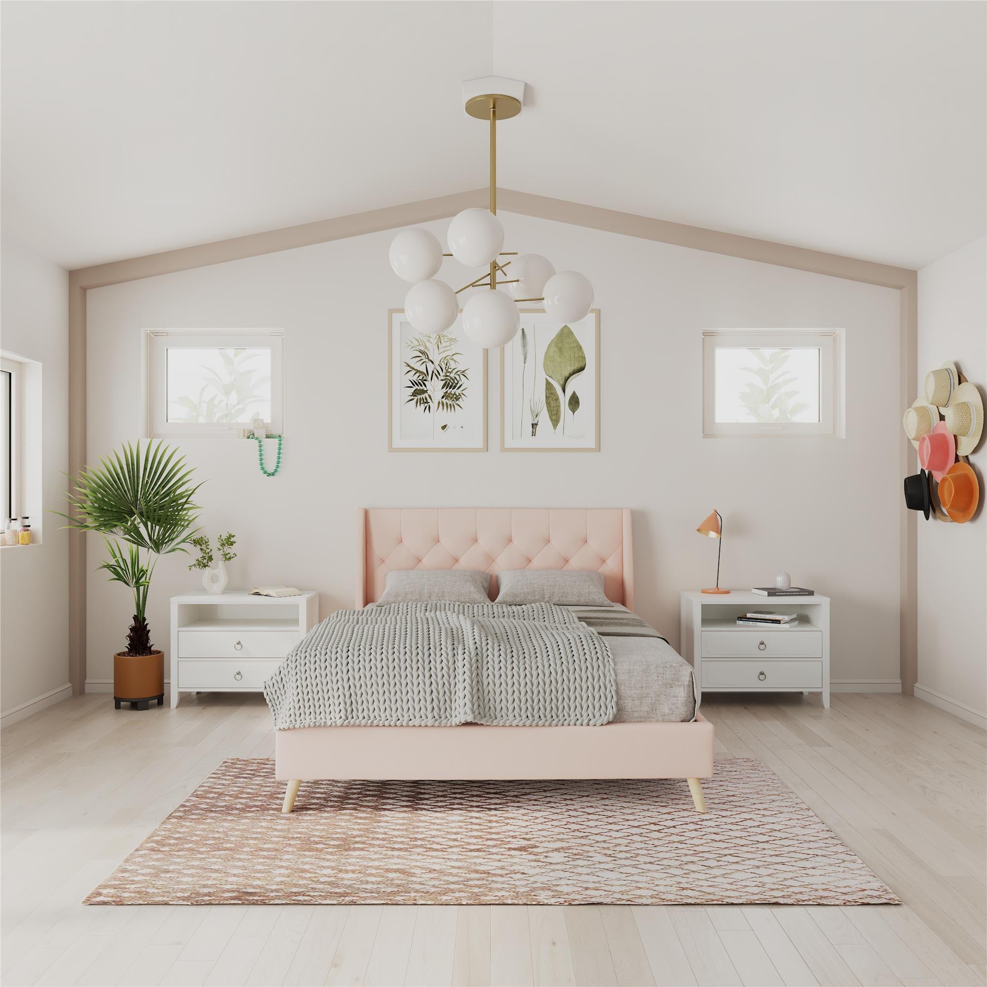 Novogratz Her Majesty Upholstered Bed - Pink - Full