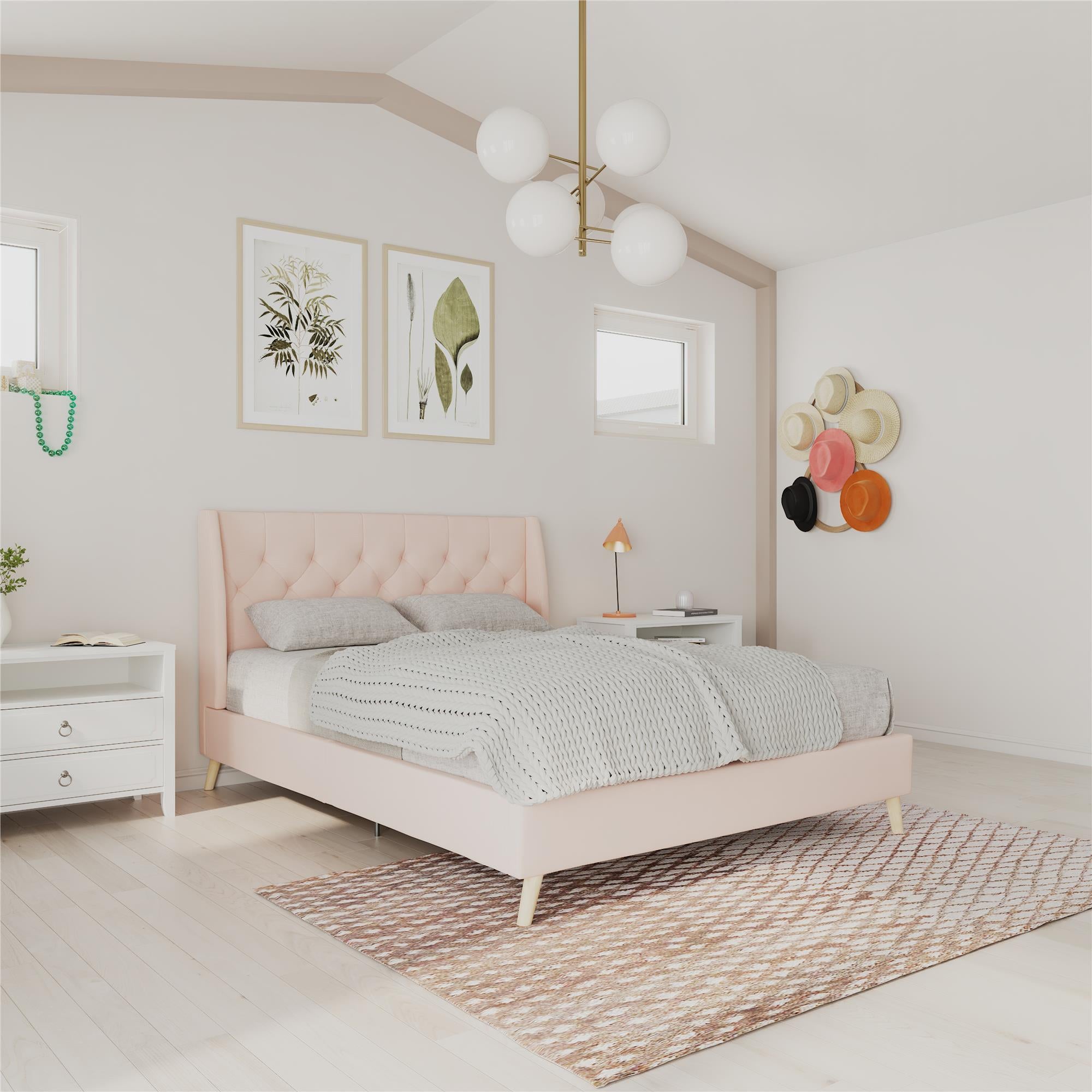 Novogratz Her Majesty Upholstered Bed - Pink - Full