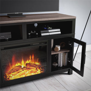 Ameriwood Home Carver Electric Fireplace TV Stand for TVs up to 60", Black - Black