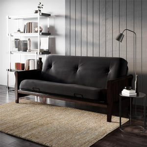 DHP Futon Set with Wood Frame and 8" Polyester Mattress - Black - Full