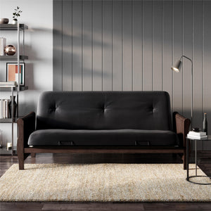 DHP Futon Set with Wood Frame and 8" Polyester Mattress - Black - Full