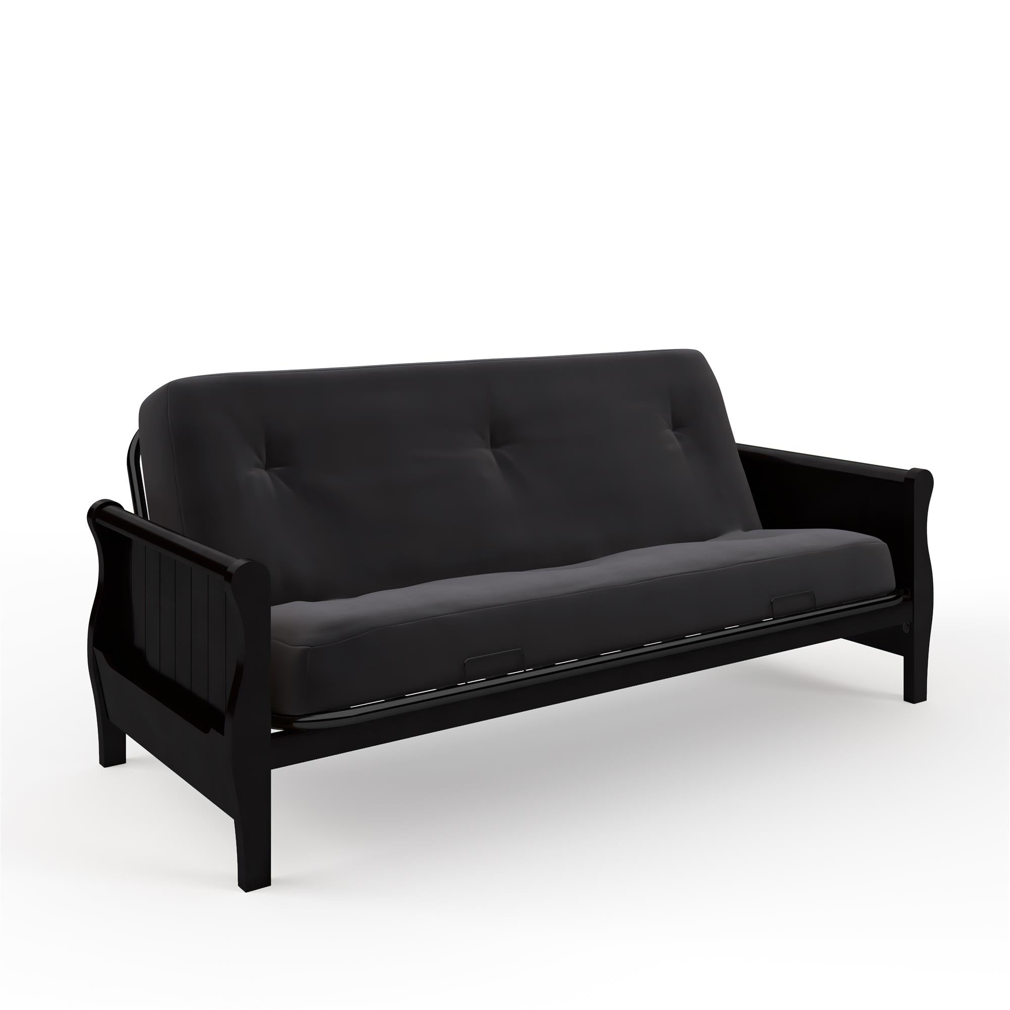 DHP Futon Set with Wood Frame and 8" Polyester Mattress - Black - Full