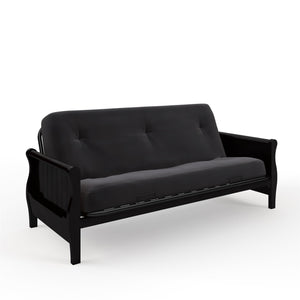 DHP Futon Set with Wood Frame and 8" Polyester Mattress - Black - Full