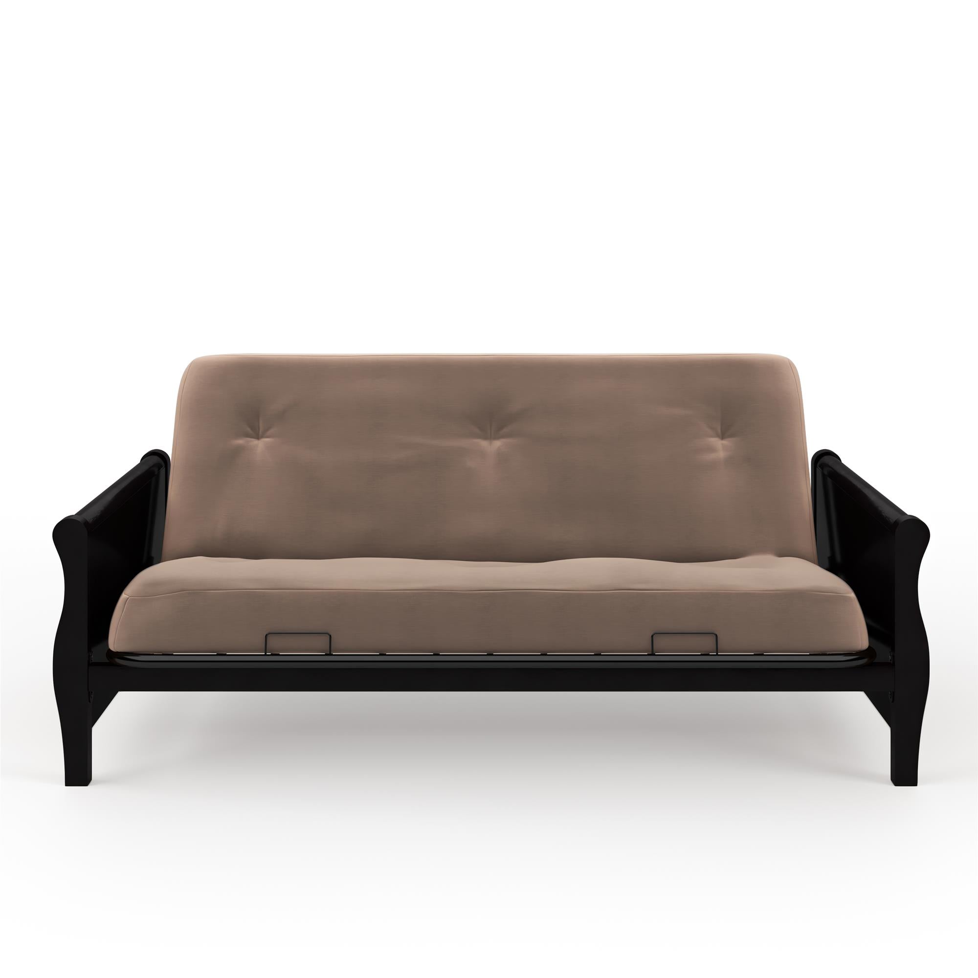 DHP Futon Set with Wood Frame and 8" Polyester Mattress - Tan - Full