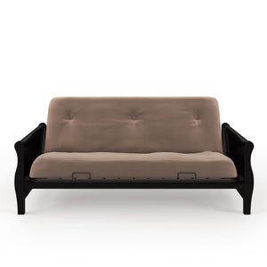 DHP Futon Set with Wood Frame and 8" Polyester Mattress - Tan - Full