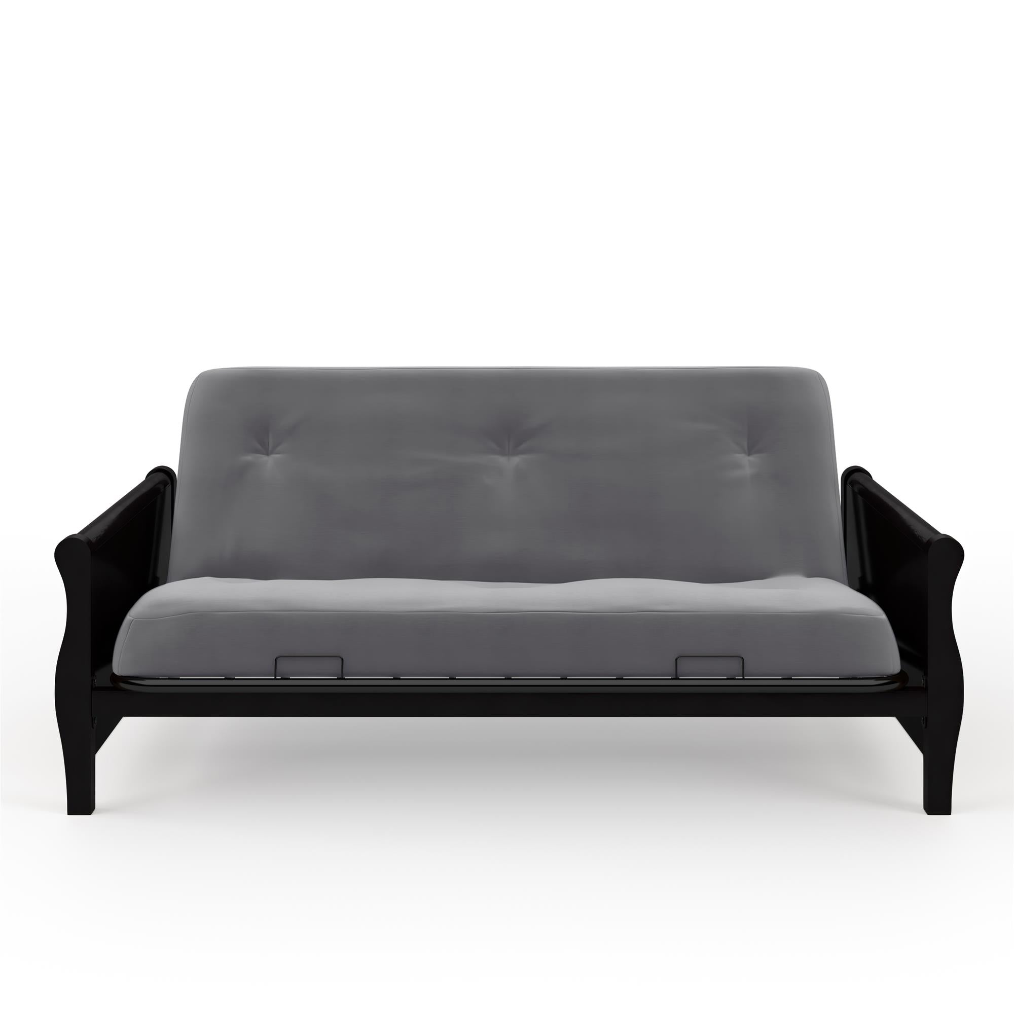 DHP Futon Set with Wood Frame and 8" Polyester Mattress - Gray - Full