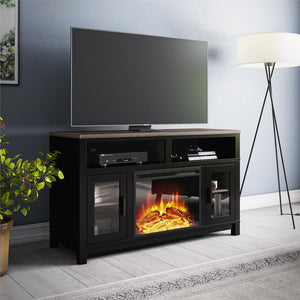 Ameriwood Home Carver Electric Fireplace TV Stand for TVs up to 60", Black - Black