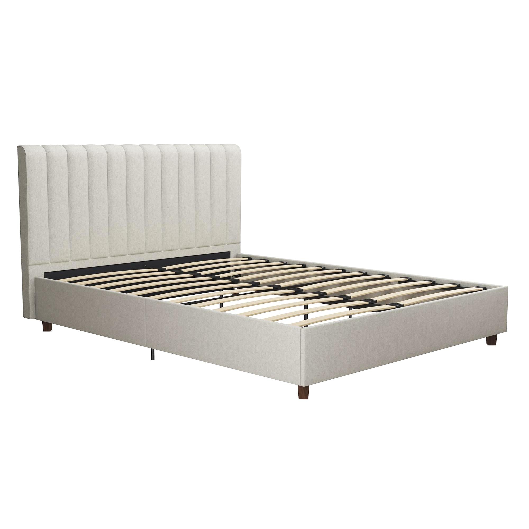 Novogratz Brittany Upholstered Bed with Storage Drawers - Gray - Queen