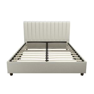 Novogratz Brittany Upholstered Bed with Storage Drawers - Gray - Queen