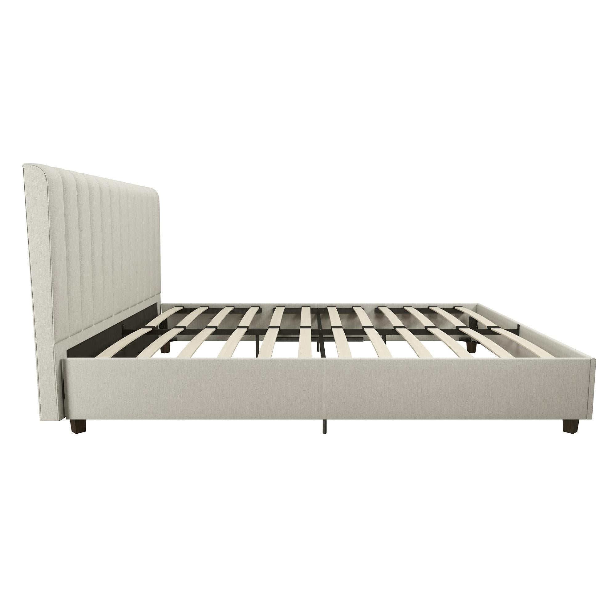 Novogratz Brittany Upholstered Bed with Storage Drawers - Gray - Queen