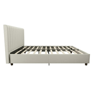 Novogratz Brittany Upholstered Bed with Storage Drawers - Gray - Queen