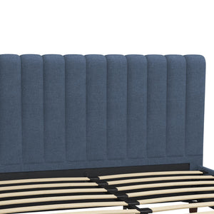 Novogratz Brittany Upholstered Bed with Storage Drawers - Blue Linen - Queen
