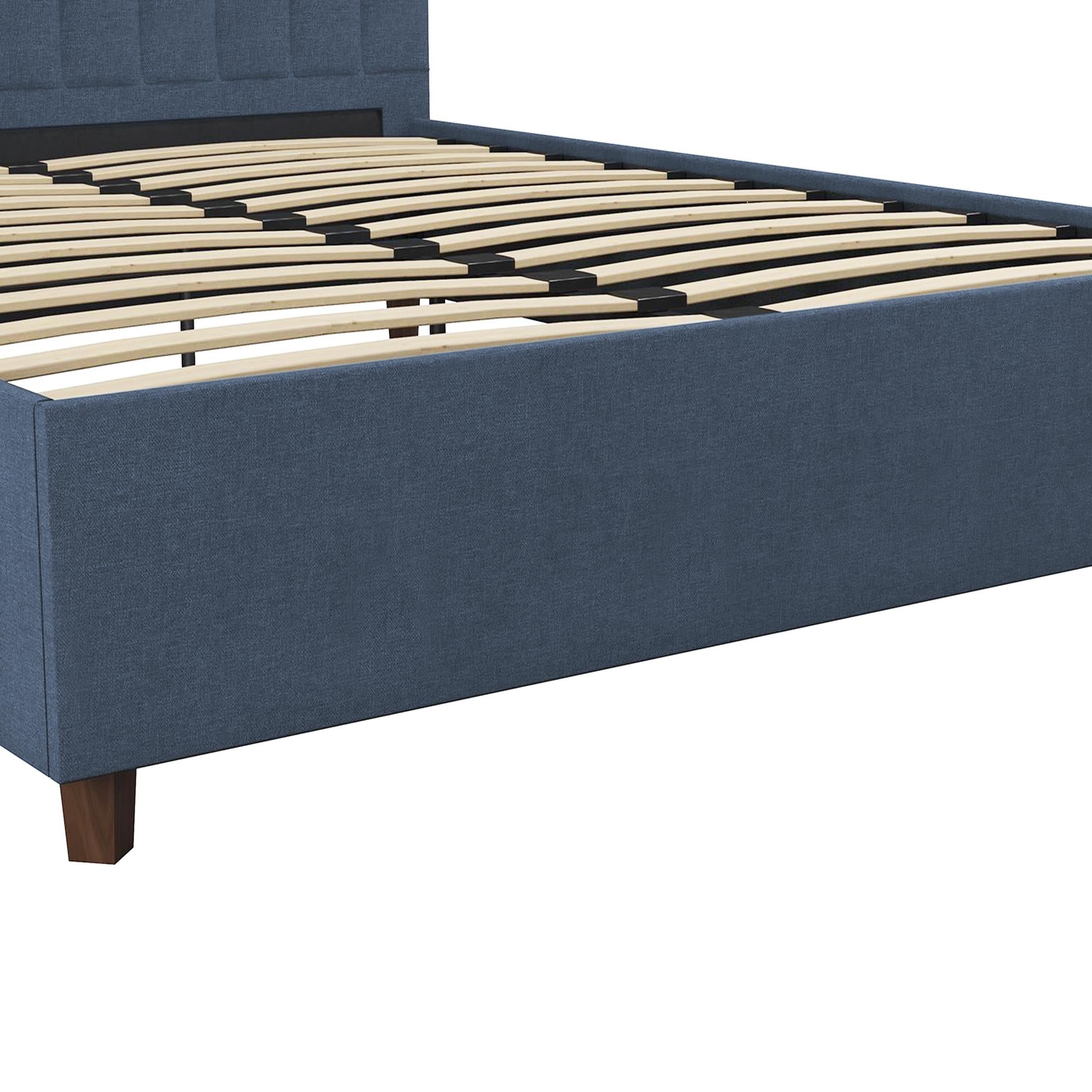 Novogratz Brittany Upholstered Bed with Storage Drawers - Blue Linen - Queen