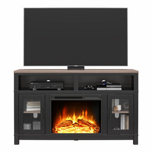 Ameriwood Home Carver Electric Fireplace TV Stand for TVs up to 60", Black - Black