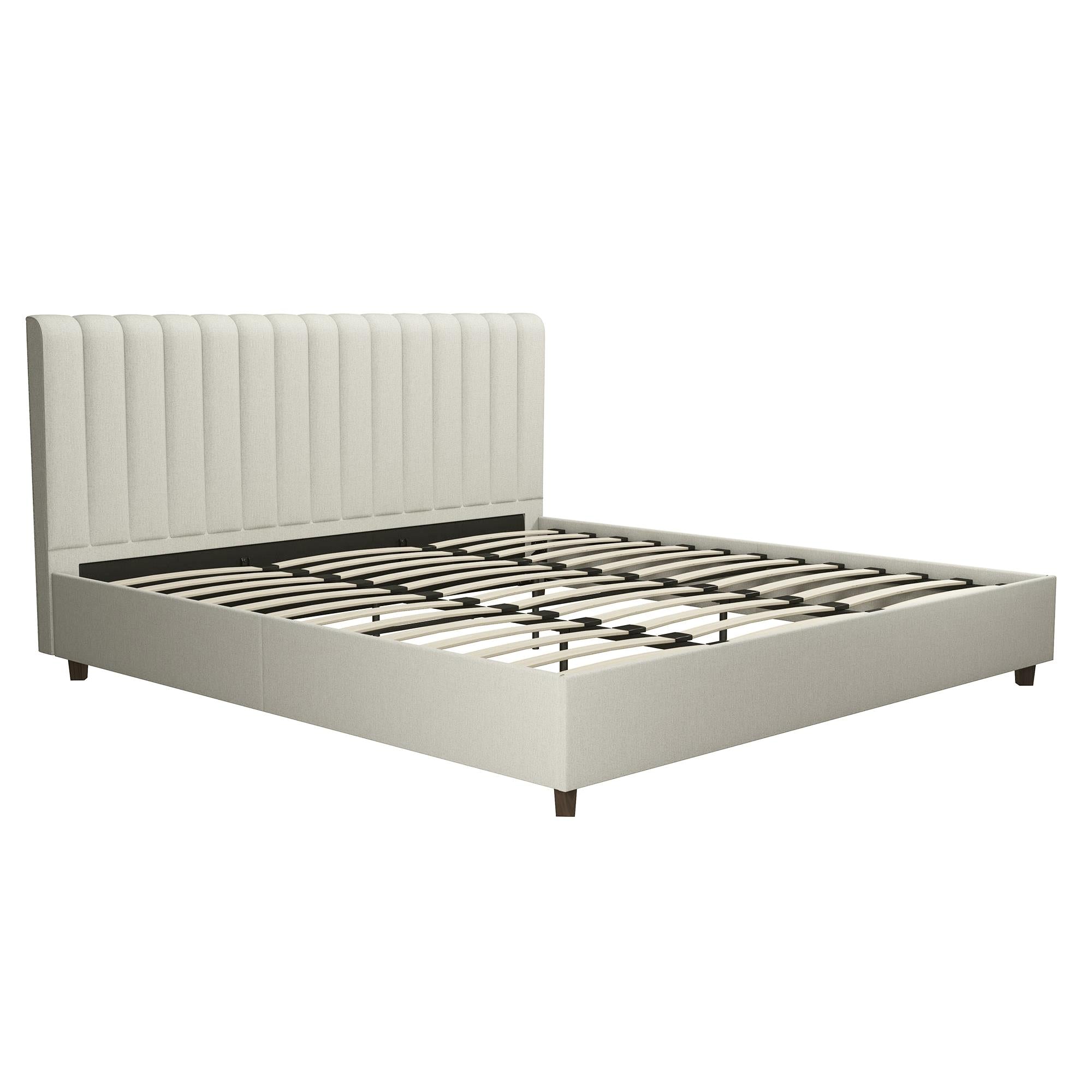 Novogratz Brittany Upholstered Bed with Storage Drawers - Gray - King