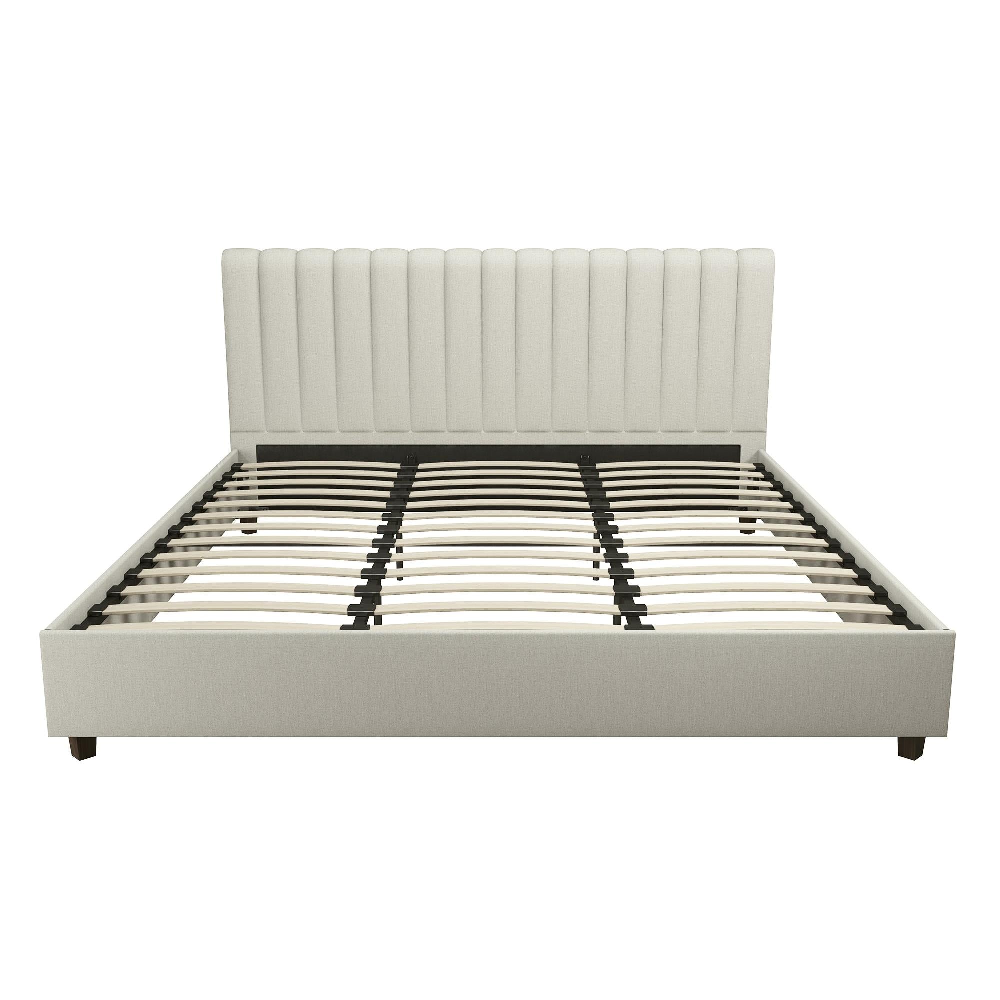 Novogratz Brittany Upholstered Bed with Storage Drawers - Gray - King
