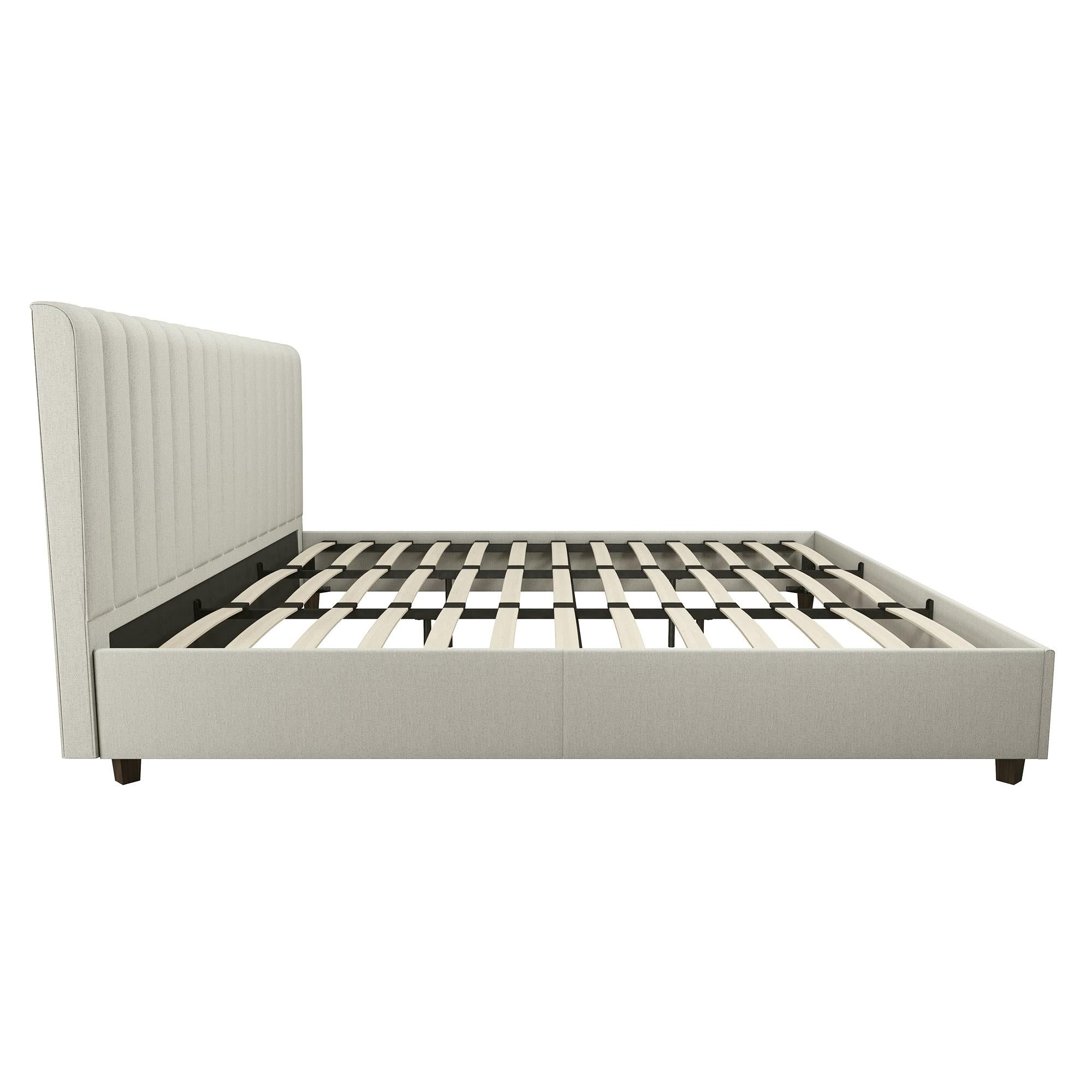 Novogratz Brittany Upholstered Bed with Storage Drawers - Gray - King